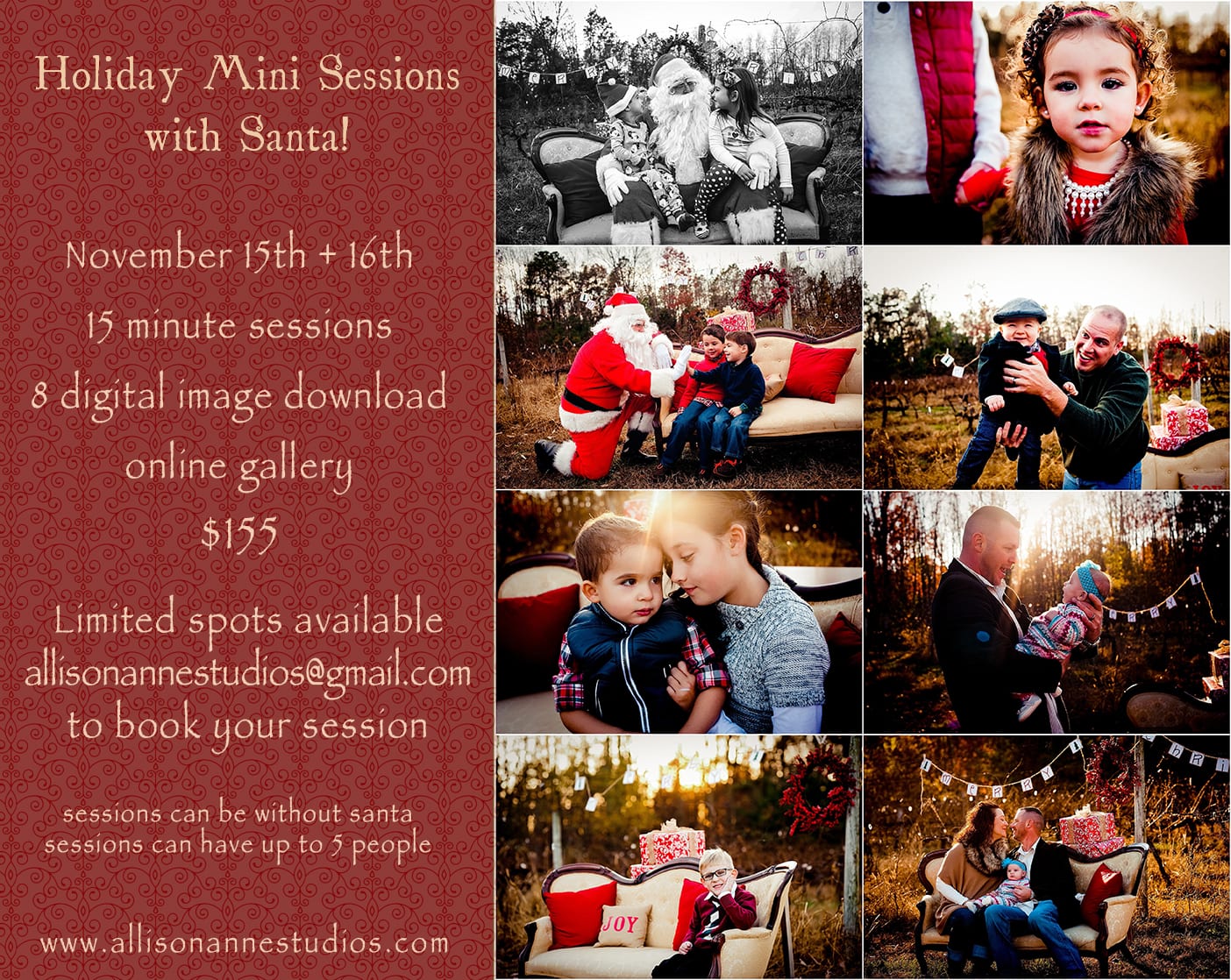 Santa, south jersey holiday photography, best south jersey photographer, Amalthea Cellars, holiday minis, AllisonAnne Studios, Allison Gallagher, Lucidfoto
