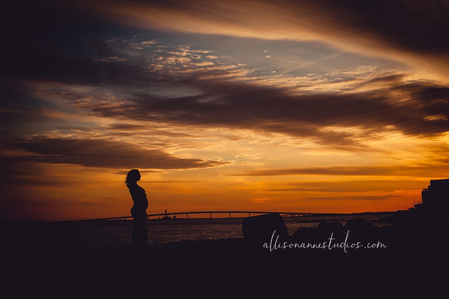 sunset, love, Allison Gallagher, Hammonton, AllisonAnne Studios, maternity session, best photographer in NJ, happy, beach, jetty, rocks, sand, pregnant, word of mouth clients
